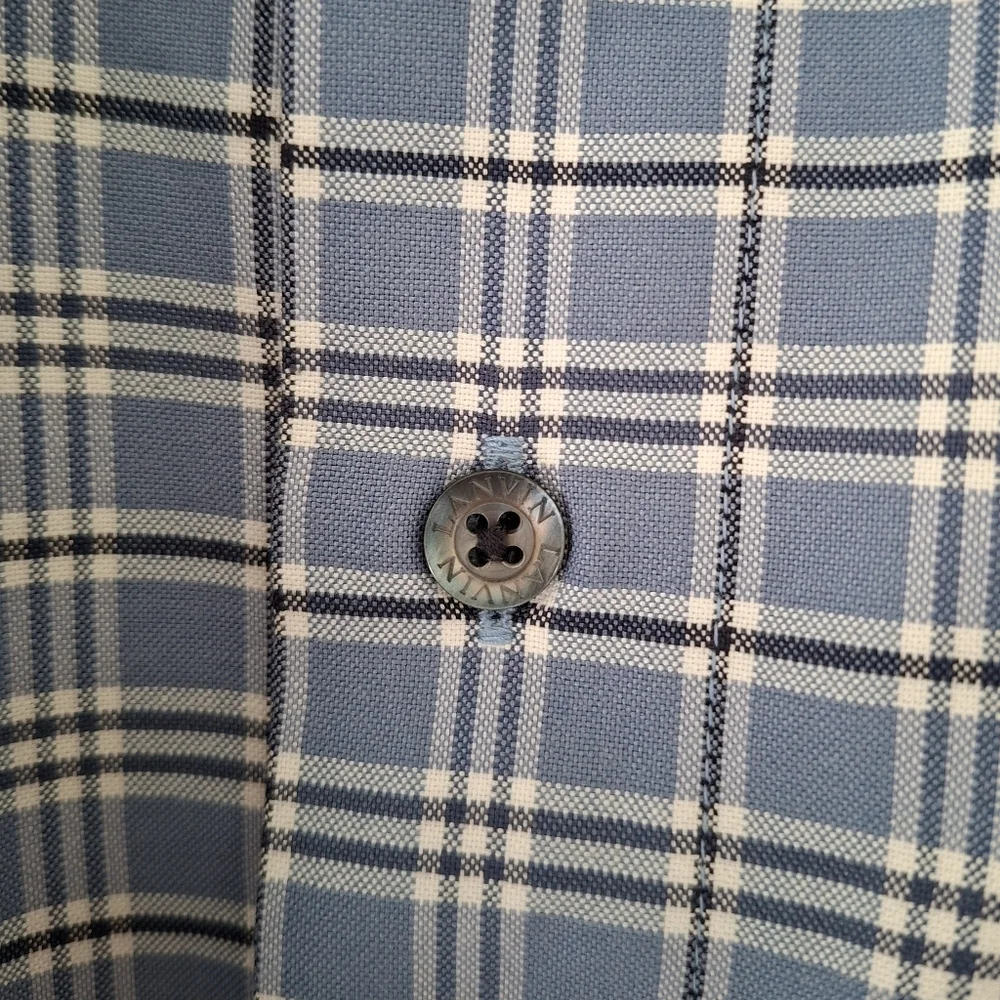 Lanvin Classique Men's Blue Checkered Button-up Dress Shirt (Size EU 46) - Picture 4 of 8
